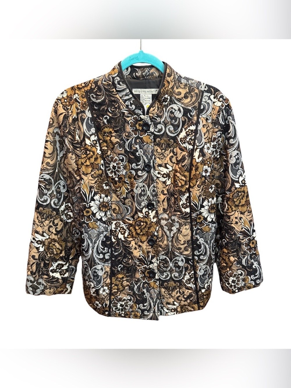 Requirements Neutral Floral Quilted Jacket - Brown/Black/Grey/White Sz XL